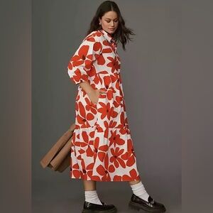 Anthropologie Maeve Bettina dress in red flowers size large